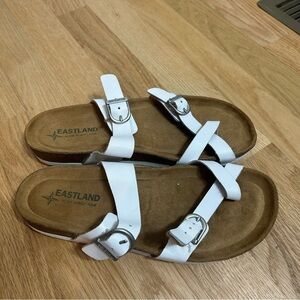 Eastland Leather Footbed Sandals Sz 7 White Open Toe Shoes Women’s